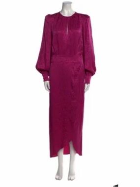 Ronny Kobo Collection Fuchsia Midi Dress with Balloon Sleeves
